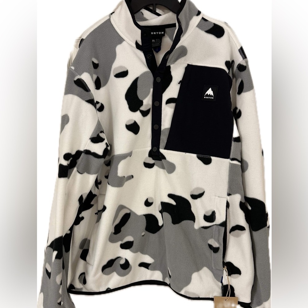 Burton Cinder Fleece Pullover Stout White Cookie Camo —  soft, warm, comfy